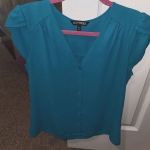 Express blouse, bright turquoise, XS, buttoned